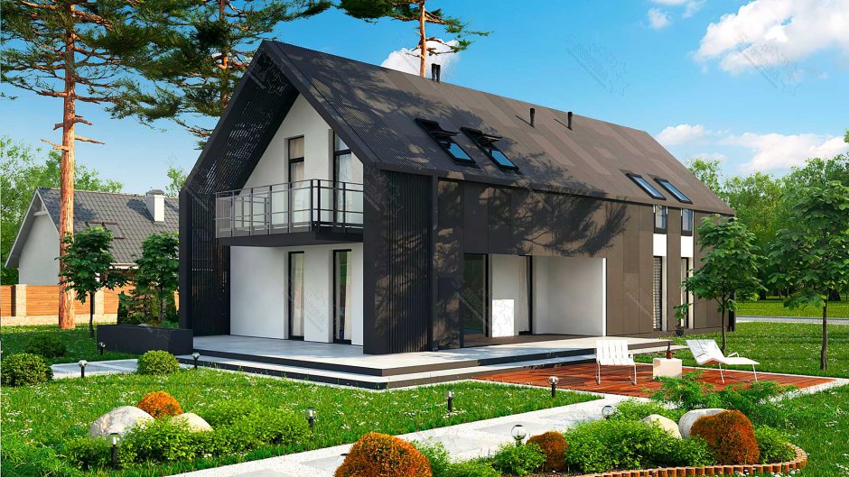 Дом с мансардой в скандинавском стиле