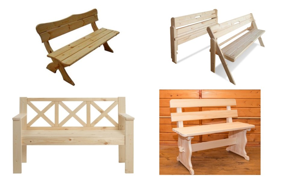 Лавка складная со спинкой 220*250*46 стандарт массив сосны