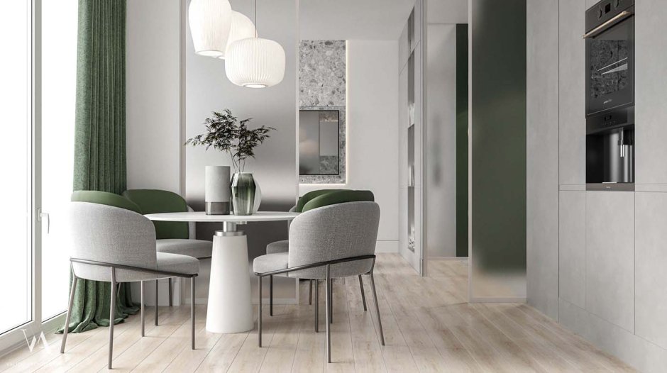 Интерьер с зелеными акцентами