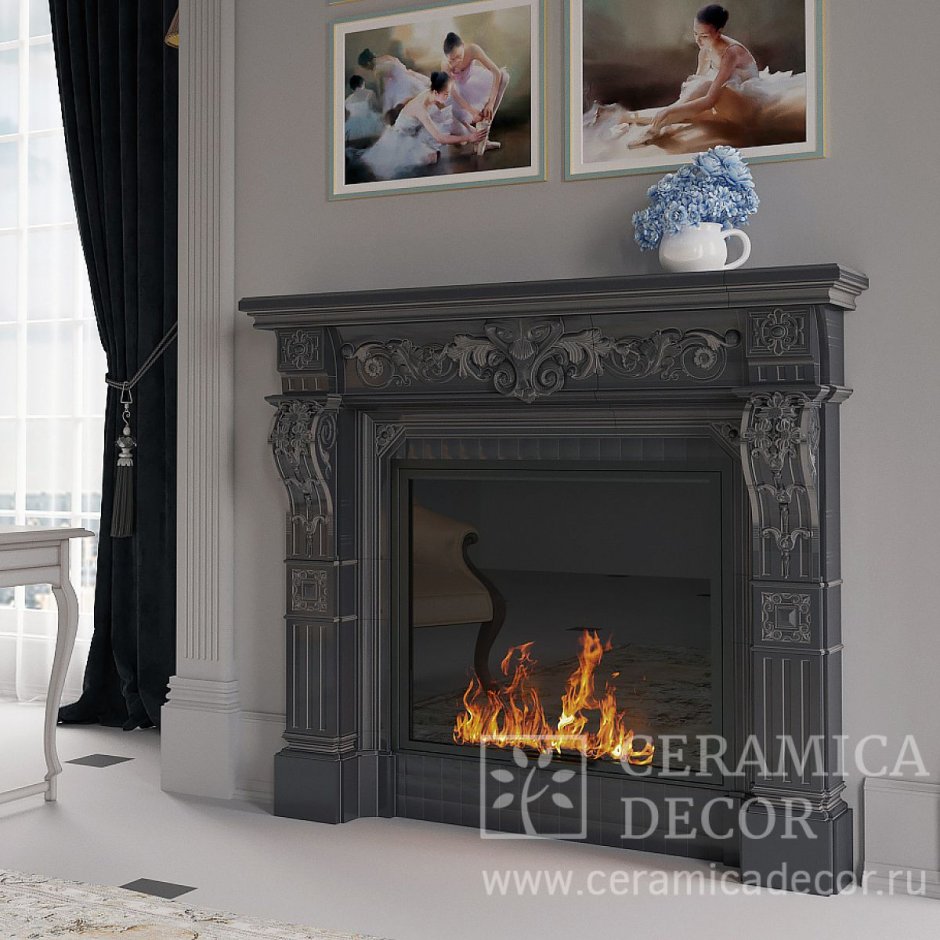 Серый камин классический