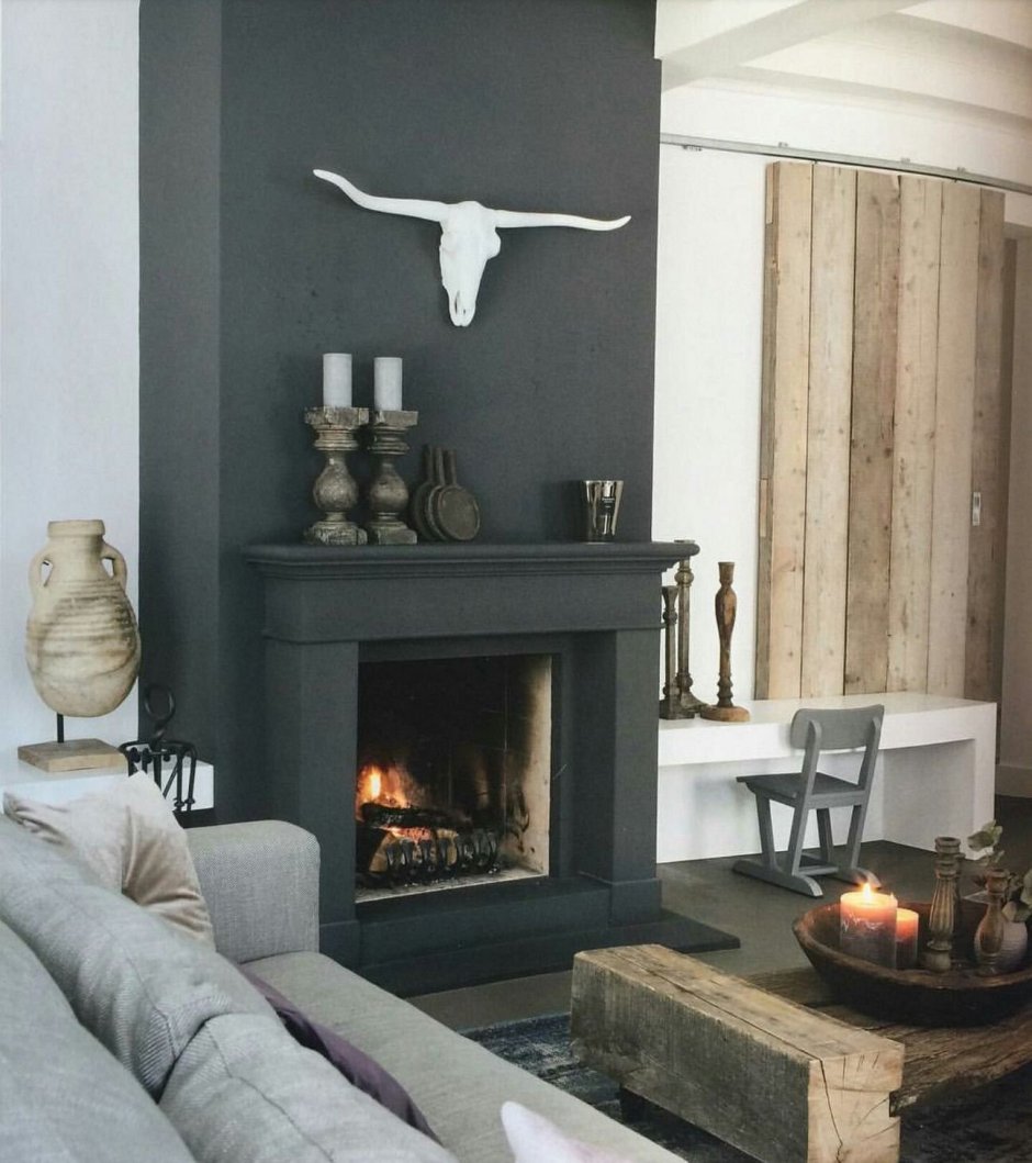 Камин серый