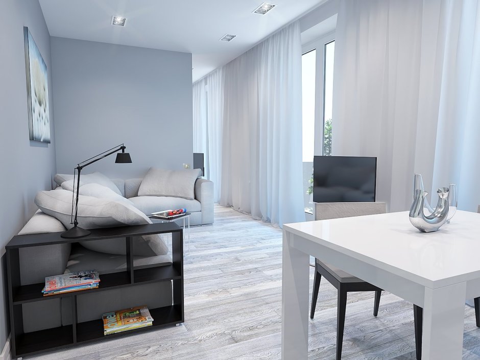 Серо-белый интерьер квартиры