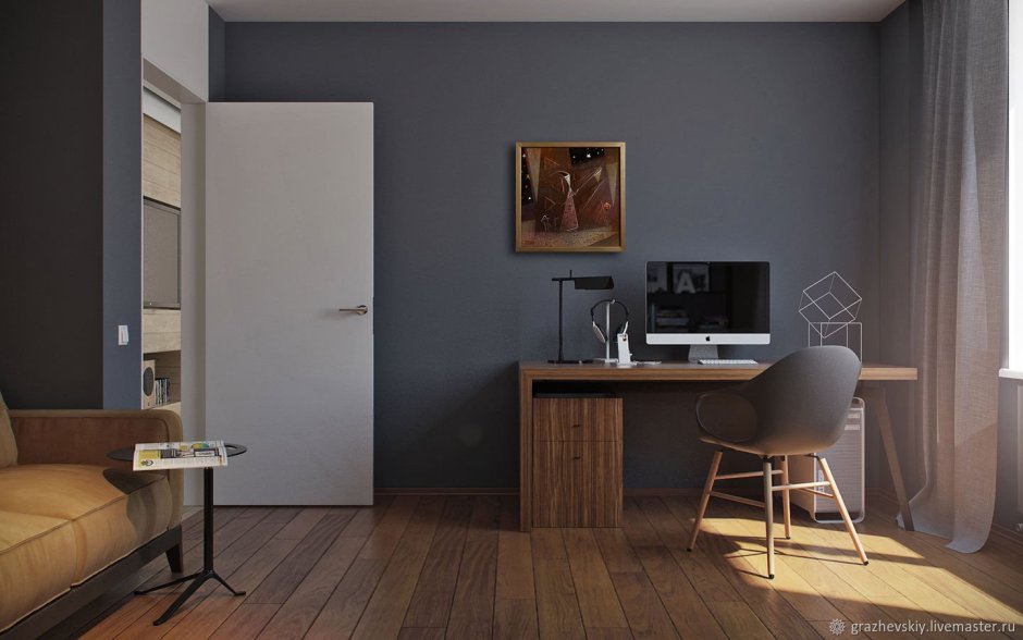 Темно серые стены в интерьере