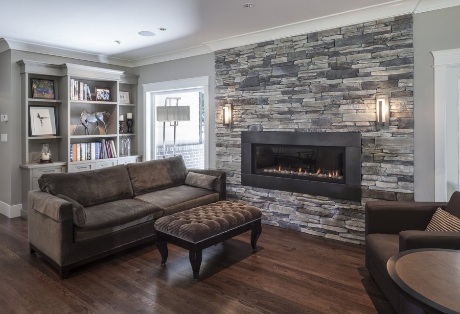 Гостиная декоративный серый камень