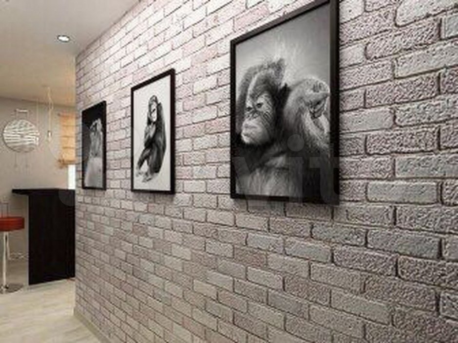 Имитация кирпичной кладки в коридоре