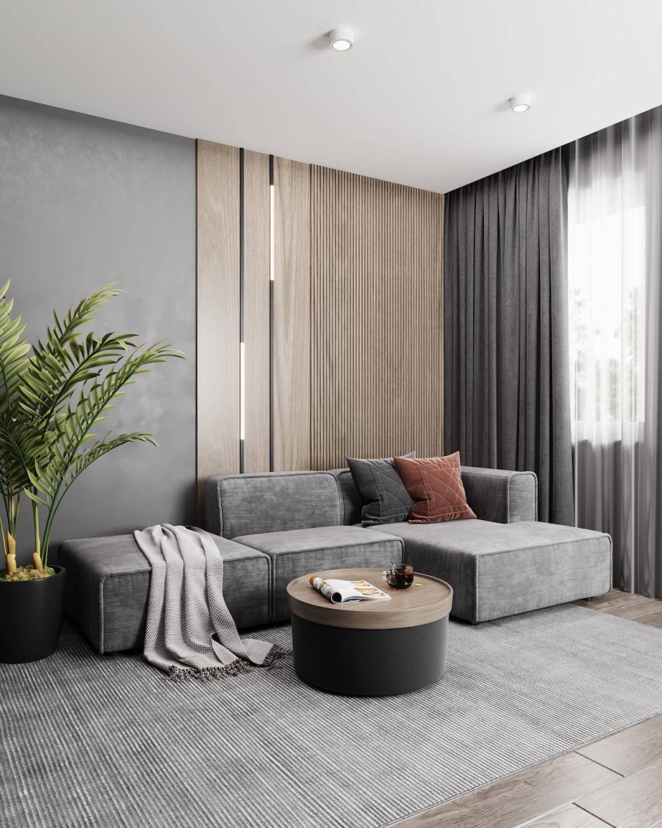 Гостиная в сером цвете
