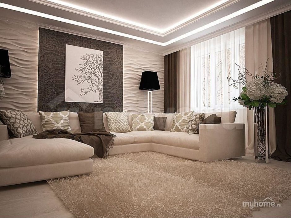 Гостиная в бежевом цвете