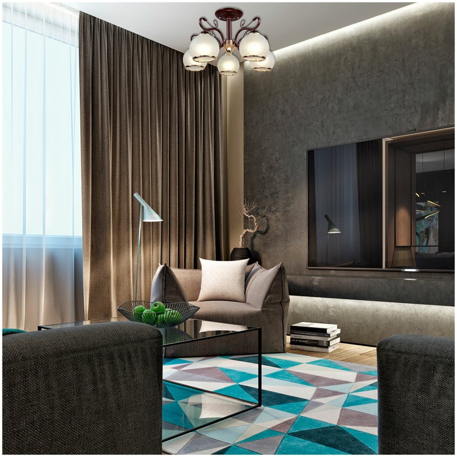 Зал в серо коричневых тонах