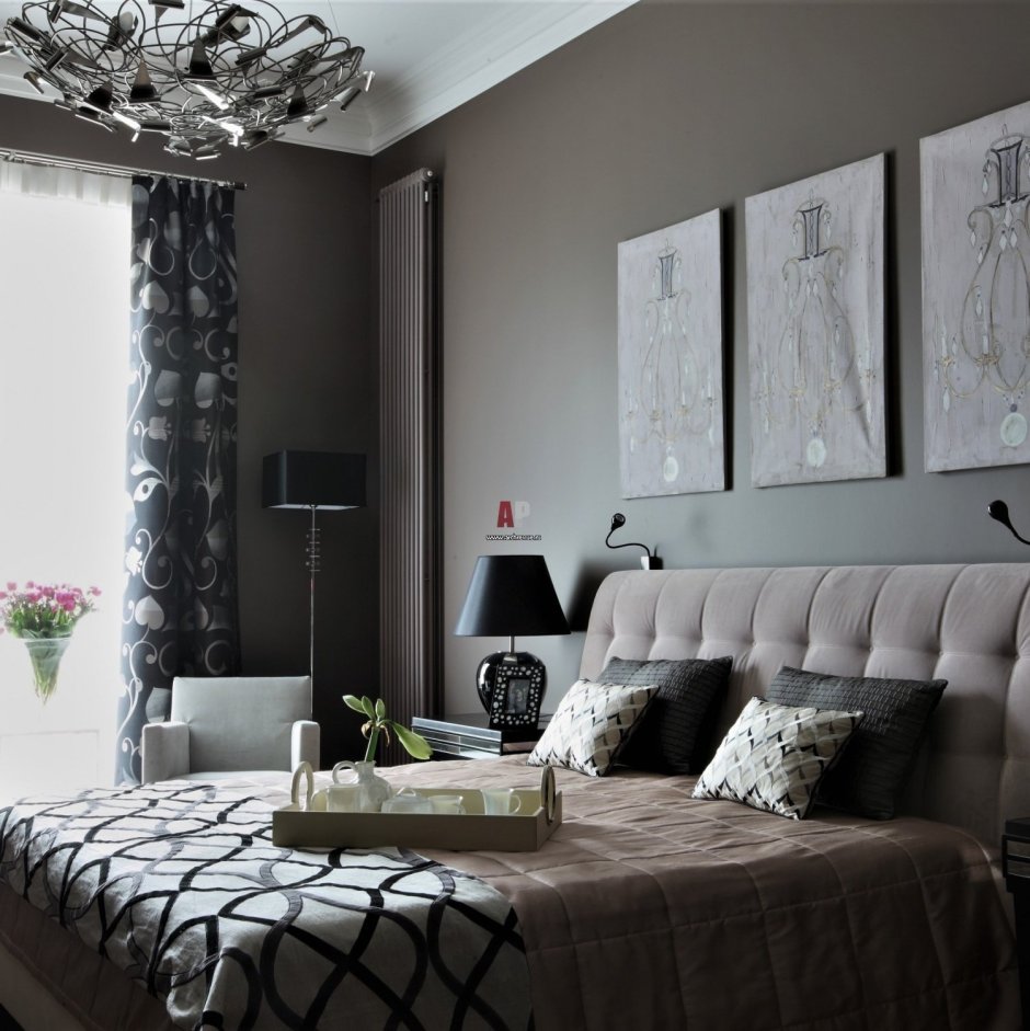 Серые обои в интерьере