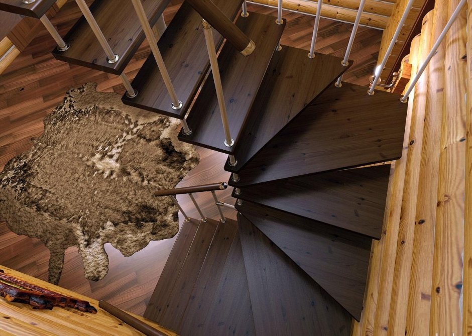 Модульная лестница с забежными ступенями