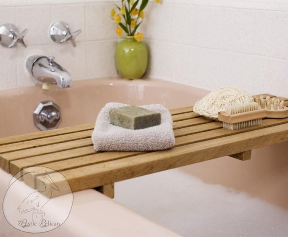 Полка на ванну деревянная