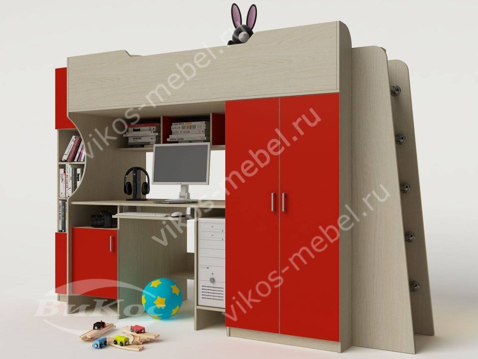 Кровать чердак Карлсон 2 с металлической лестницей