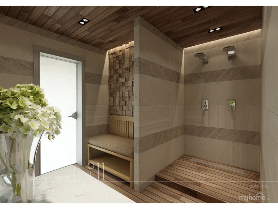 Помывочная в бане с душем интерьер плитка