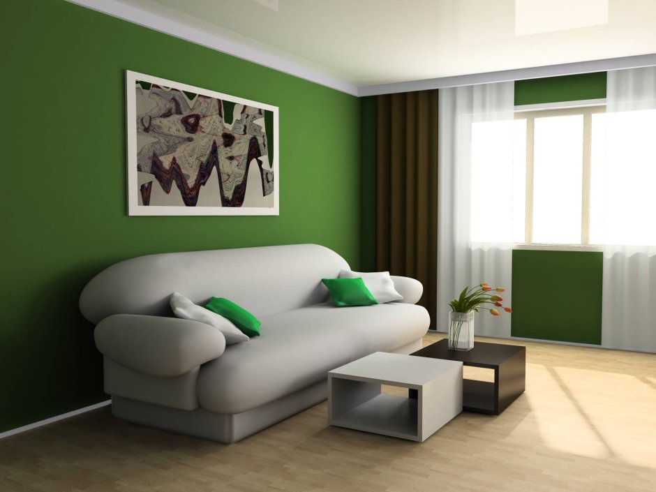 Зал в салатовом цвете