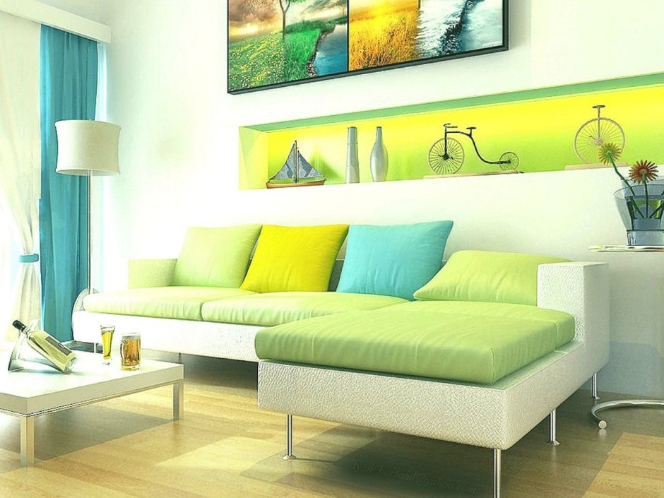 Салатовый цвет в интерьере