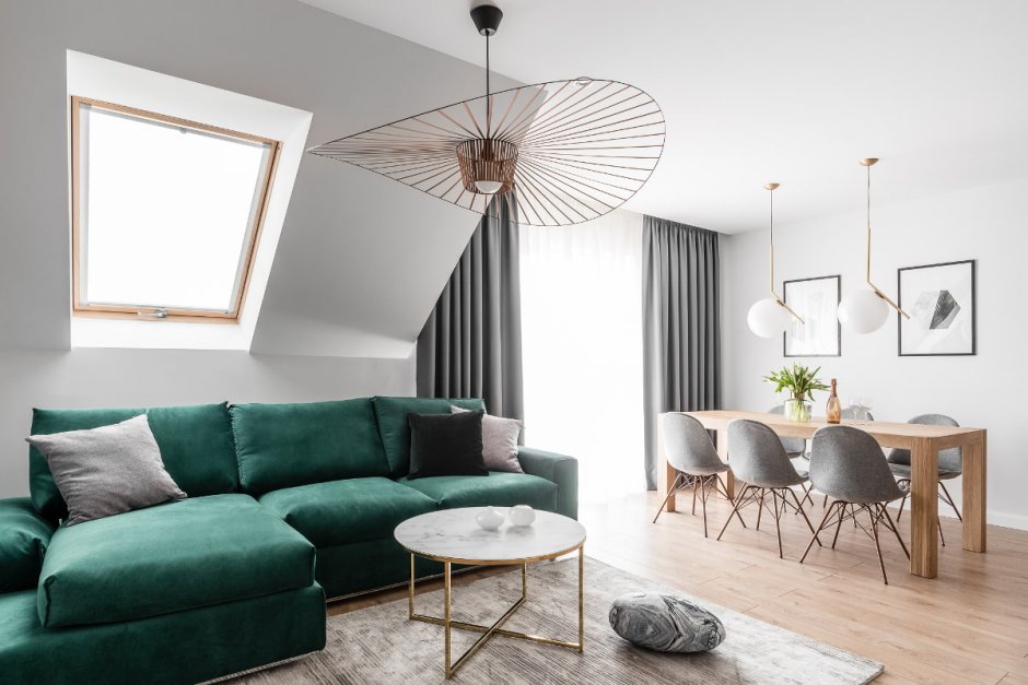 Интерьер с зелеными акцентами