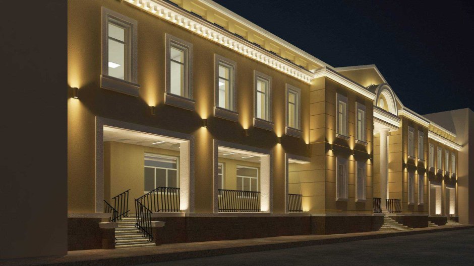 Освещение фасадов зданий светодизайн