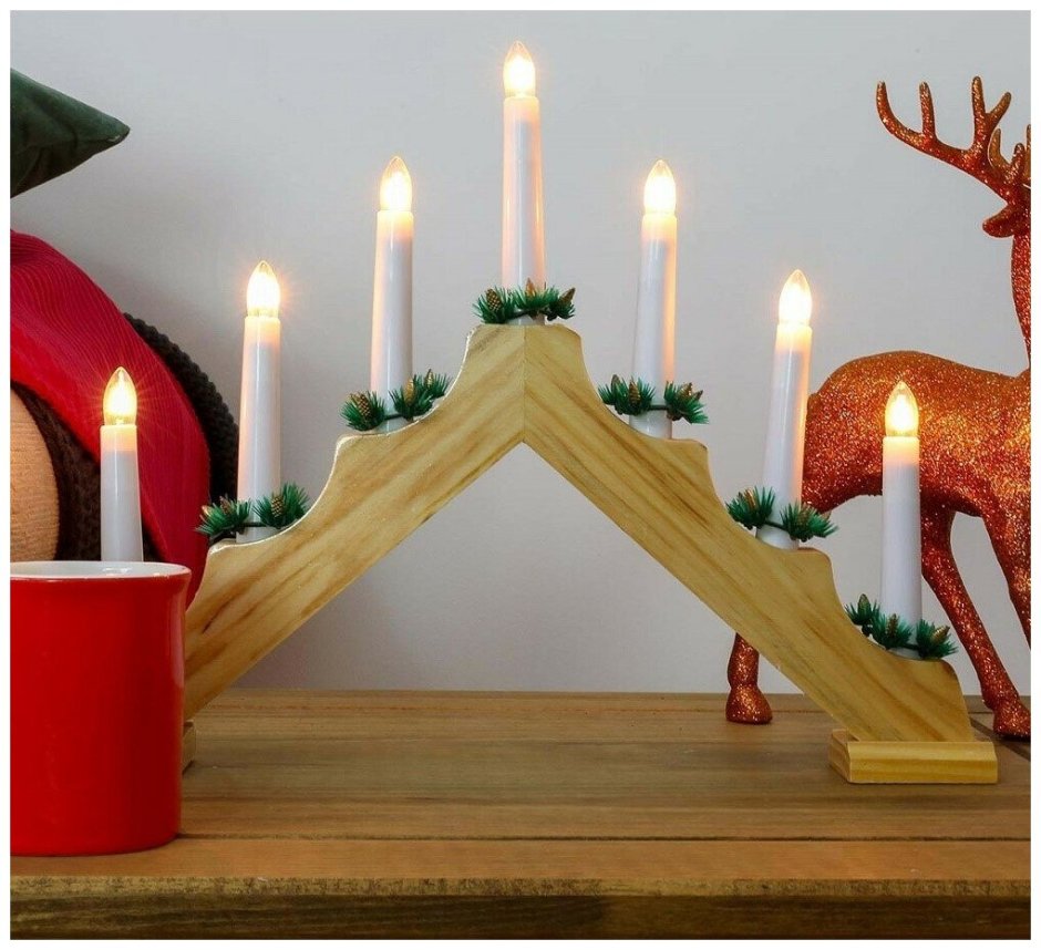 Рождественская горка. Скандинавский светильник. Семисвечник