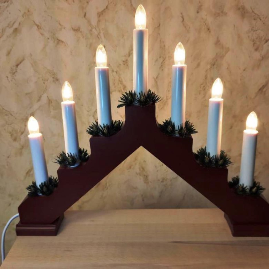 Горка Рождественская дерев. 7 Свечей, 220v, т/бел., 859327