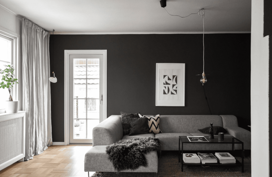 Черный пол светлые стены