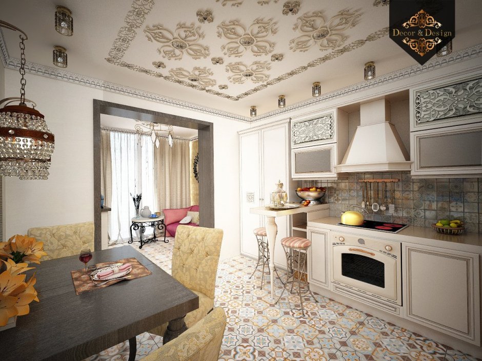 Кухня гостиная в марокканском стиле