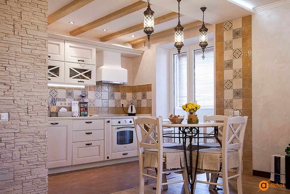 Кухня в средиземноморском стиле майолика