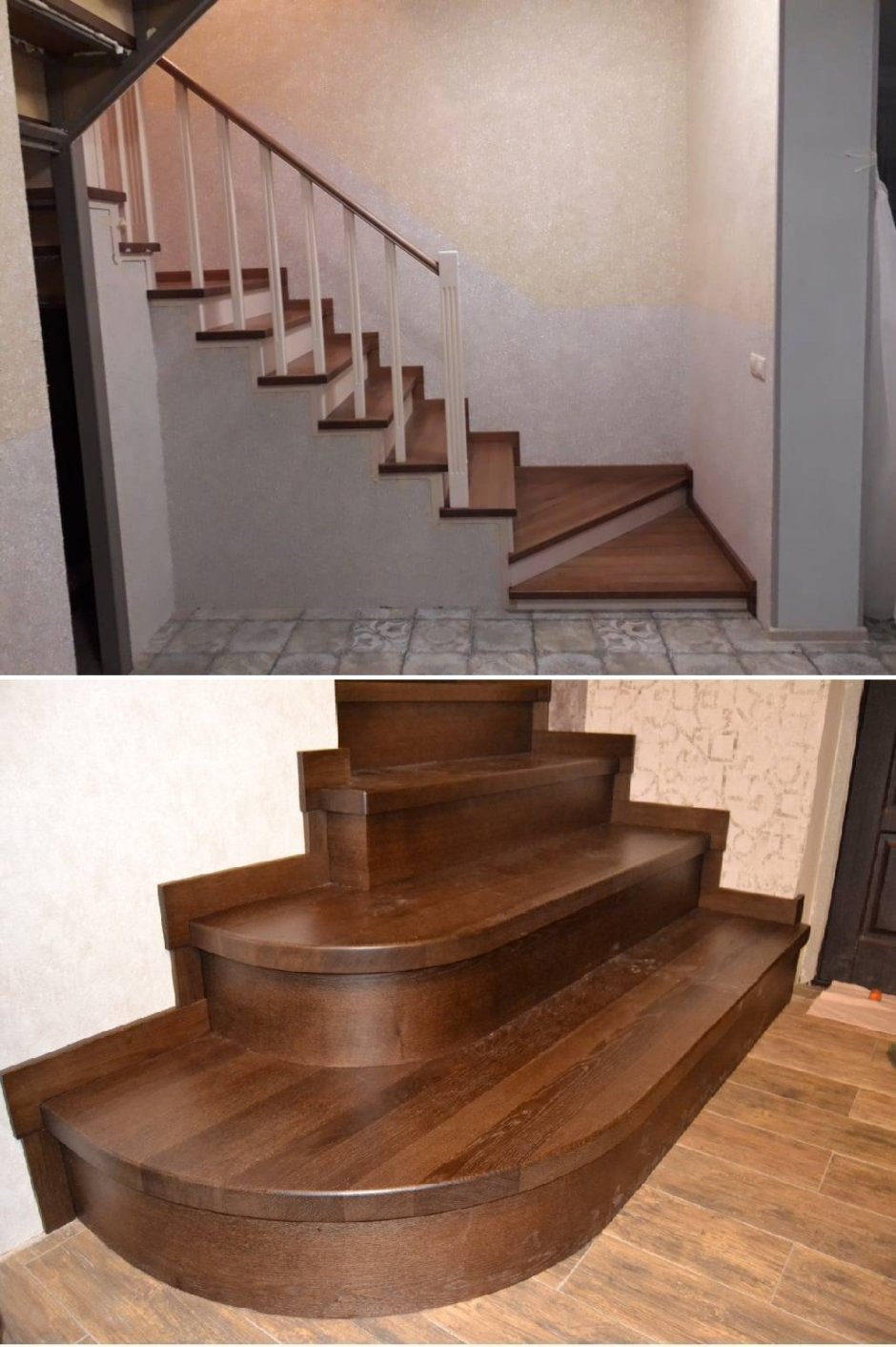 Бетонная лестница обшитая деревом