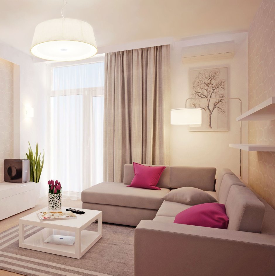 Гостиная в бежевых тонах