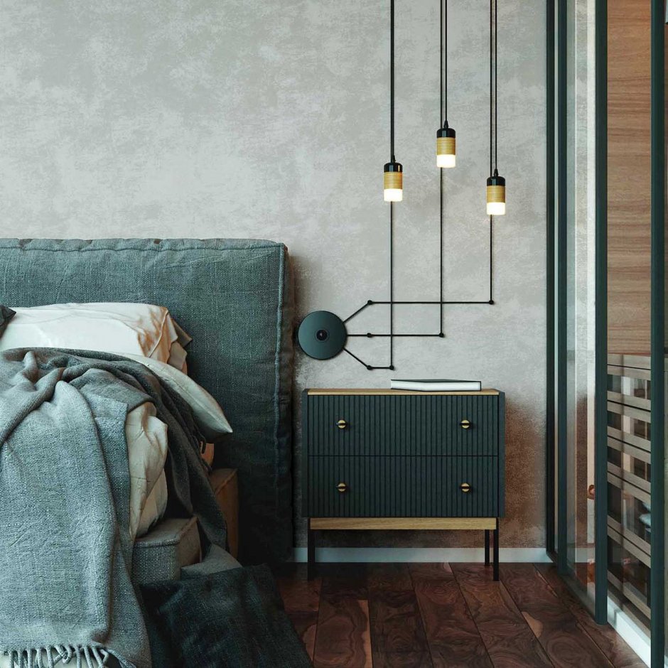 Прикроватная тумбочка серая лофт