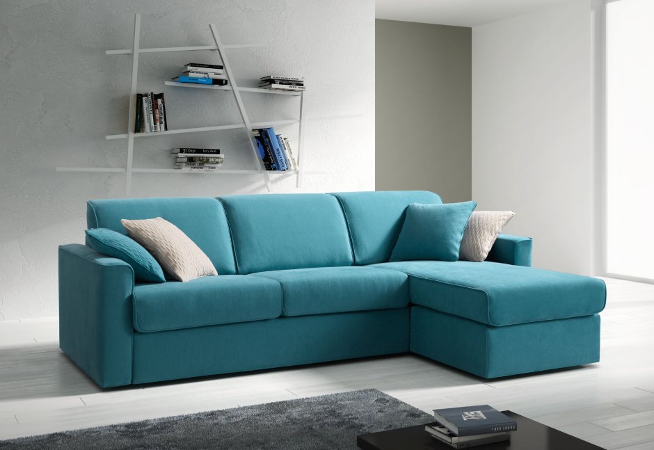 Угловой диван бирюзового цвета
