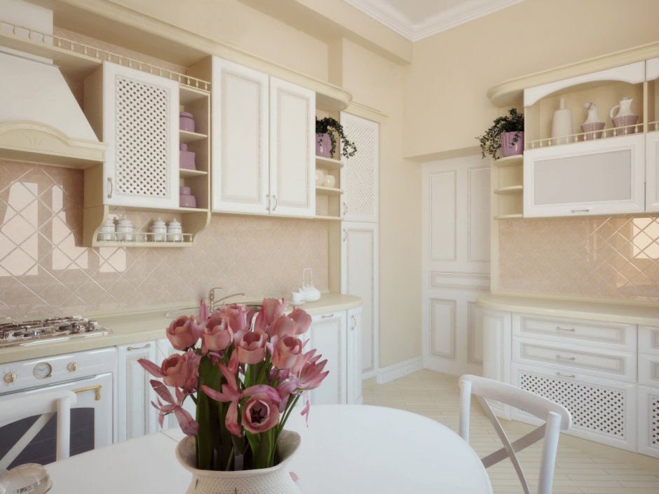 Кухня Прованс в бежевых тонах