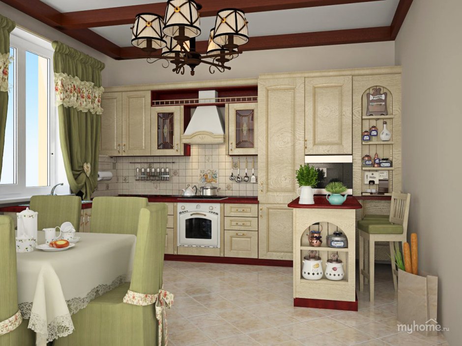 Кухня в стиле Прованс коричневая