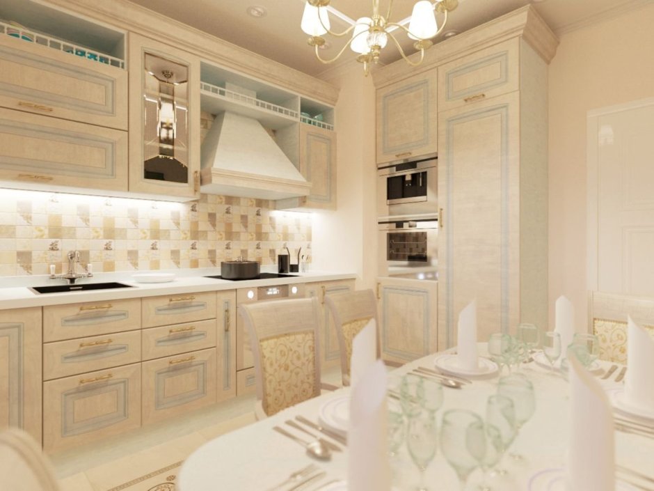 Кухня Неоклассика бежевая