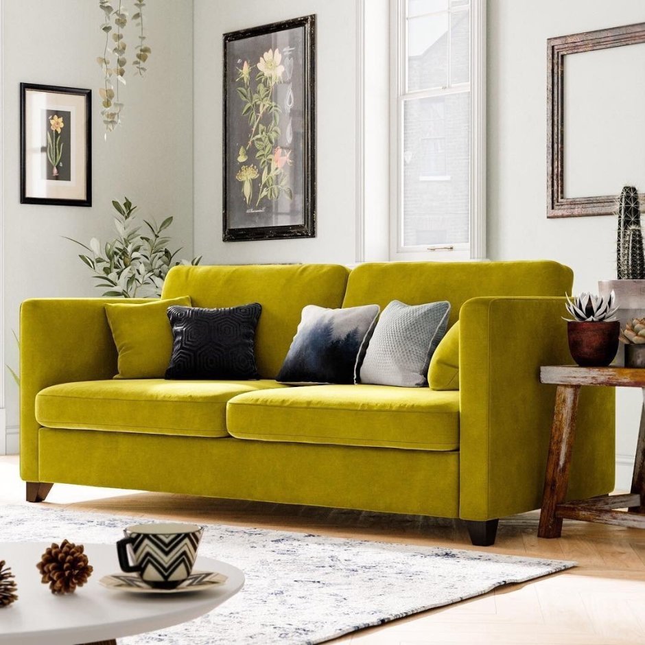 Парма диван горчичного цвета ривали