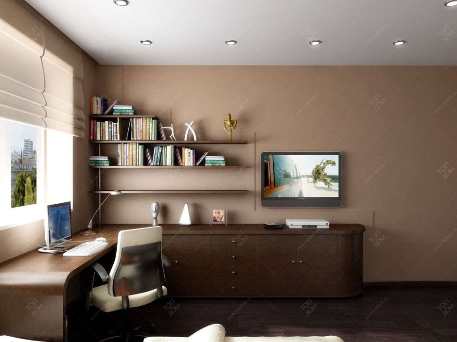 Компьютерный стол в спальне