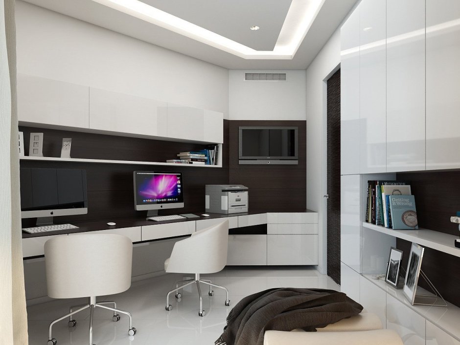 Комната в стиле хайтек с рабочим местом