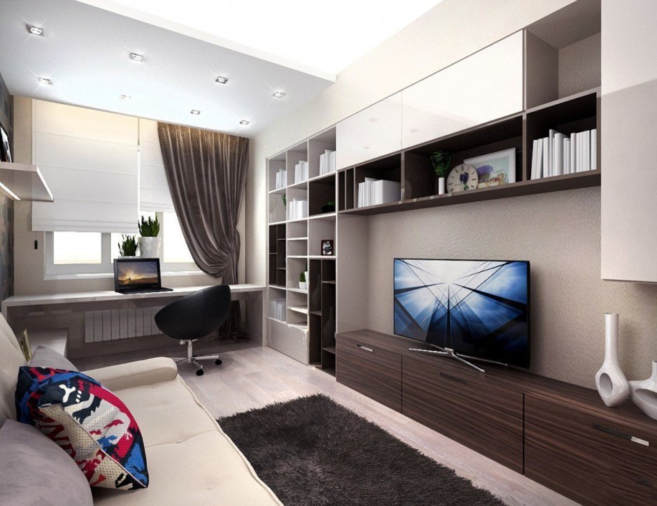 Маленькая гостиная с рабочим местом