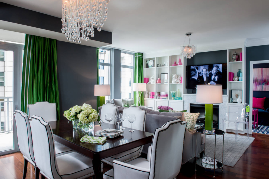 Сочетание серого и зеленого в интерьере