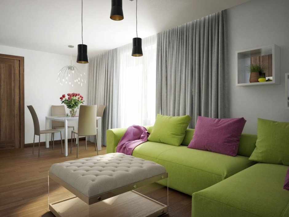 Интерьер с зелеными акцентами