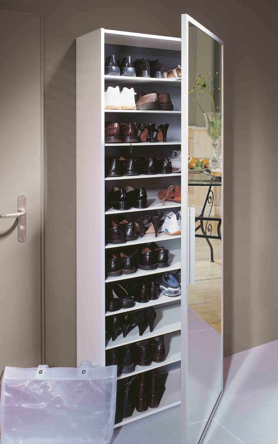 шкаф для обуви зеркальный в прихожую