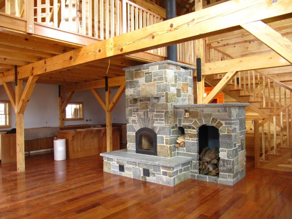 Печь камин в каркасном доме