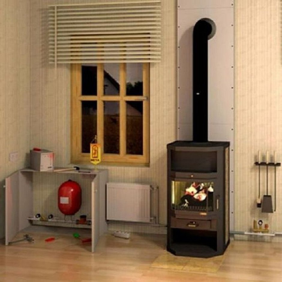 Котел камин с водяным контуром Ангара