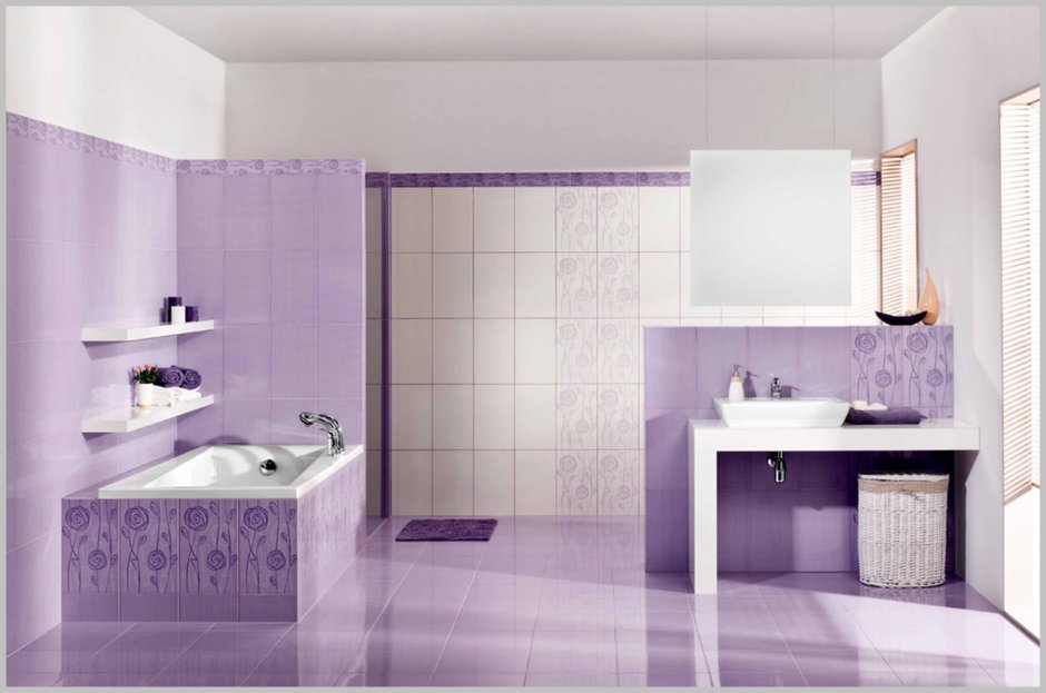 Керамическая плитка фиолетовая и сиреневая