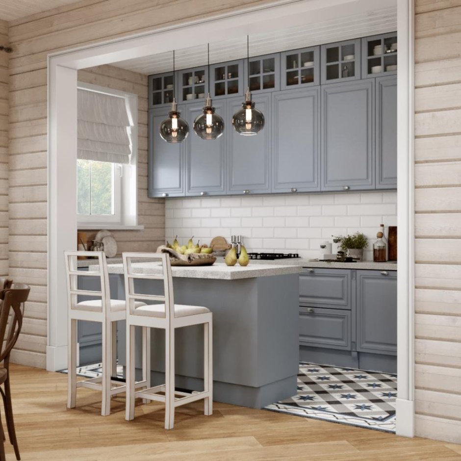 Кухня в брусовом доме в стиле Прованс