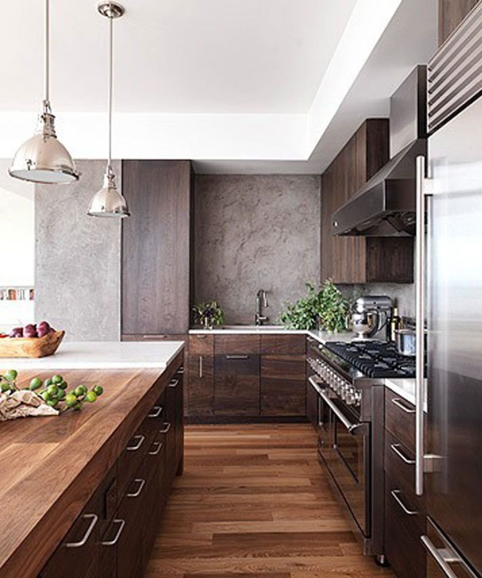 Серо коричневая кухня