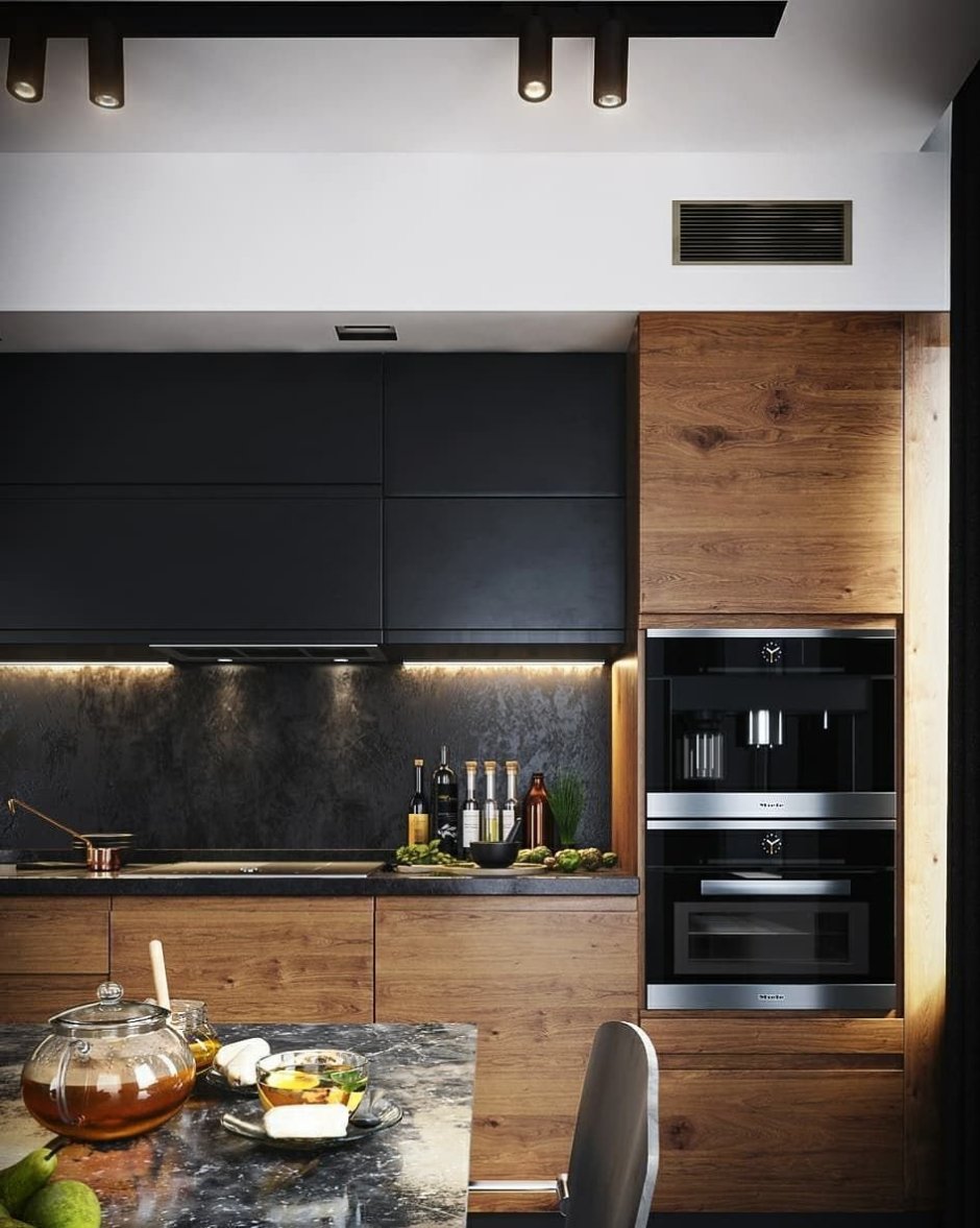 Кухня серая дизайн лофт