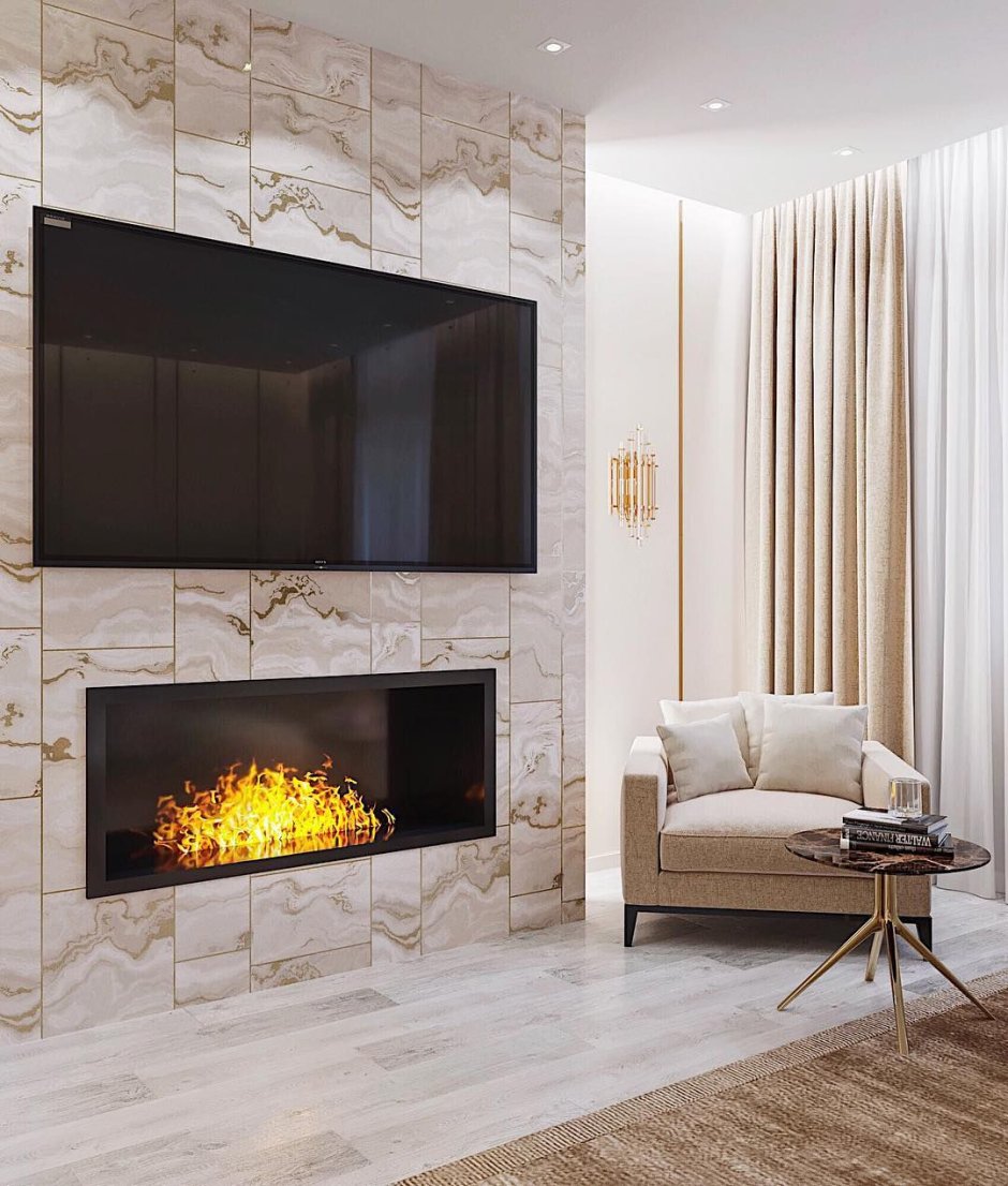 Гостиные с камином в современном стиле