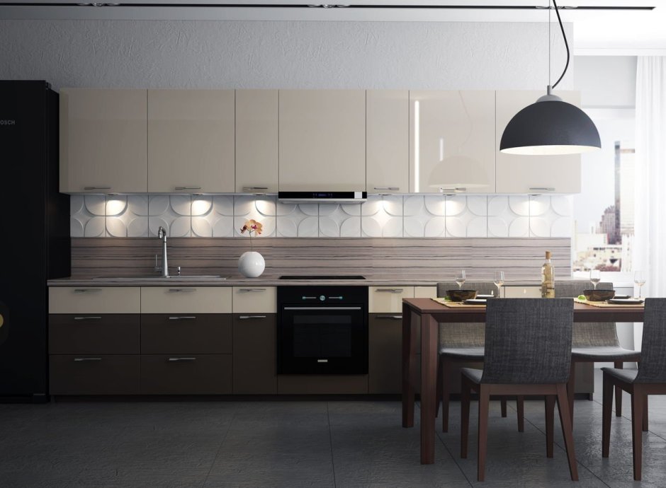 Кухонный гарнитур светло темный