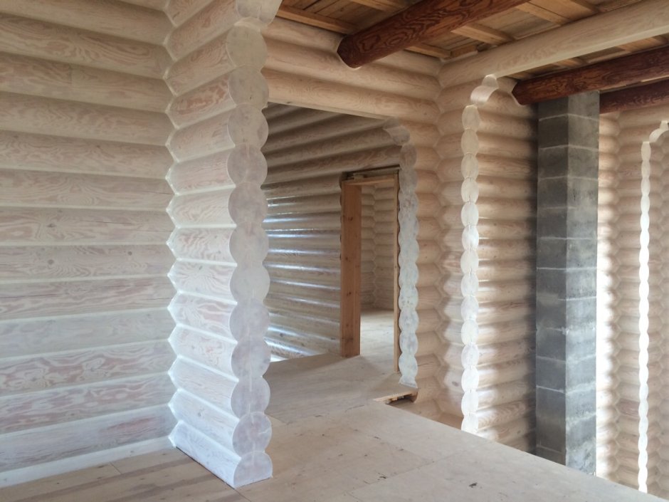 Краска для оцилиндрованного бревна внутри