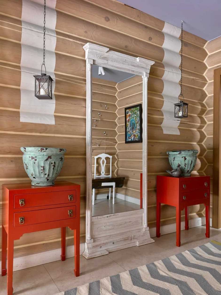 Бревенчатые стены в интерьере